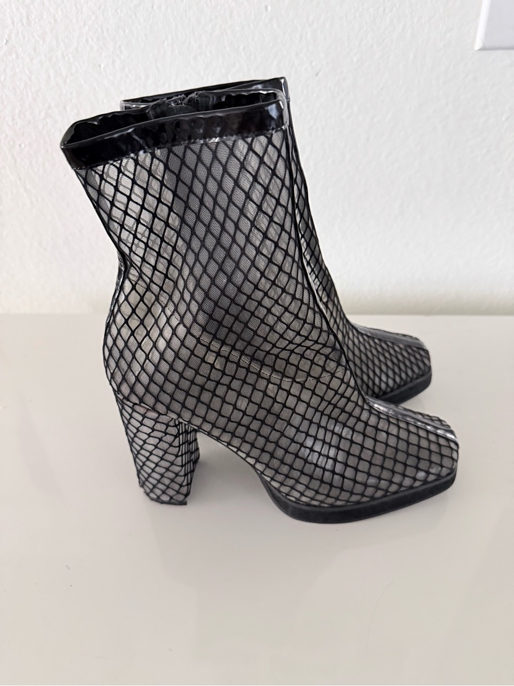 Poster Girl Black Fishnet Mesh Ankle Boots for Women Sz 8M